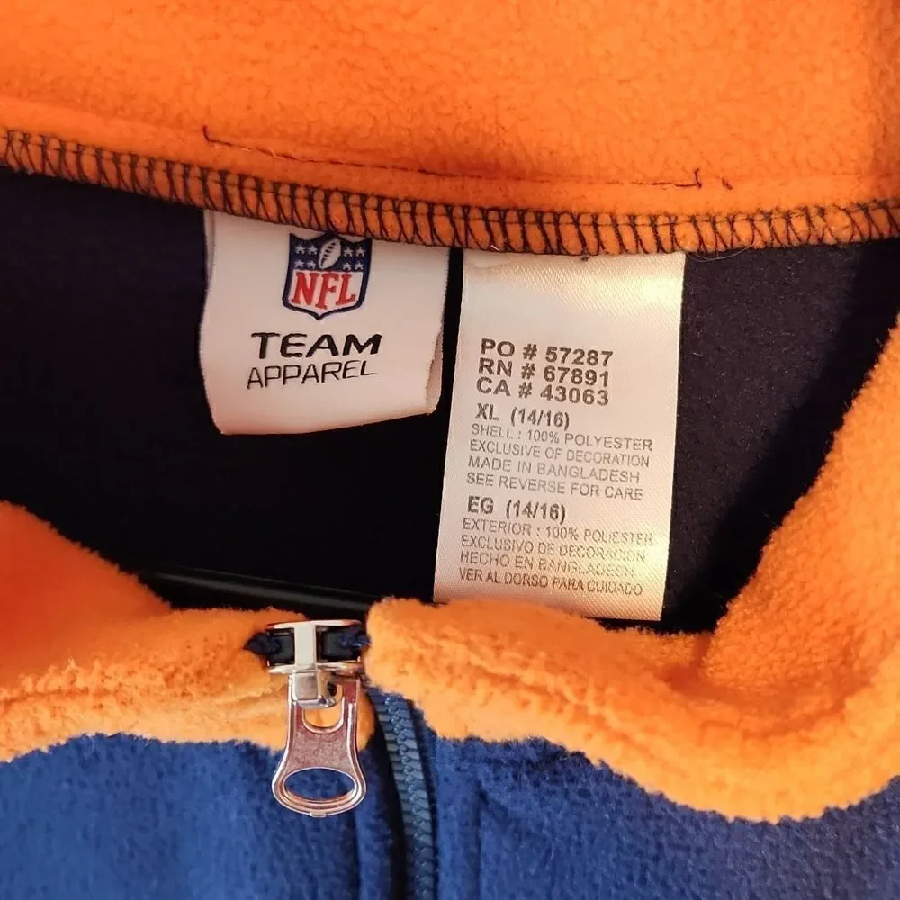 Official NFL Team Apparel Denver Broncos 1/4 Zip Fleece Youth Size 14/16 EUC